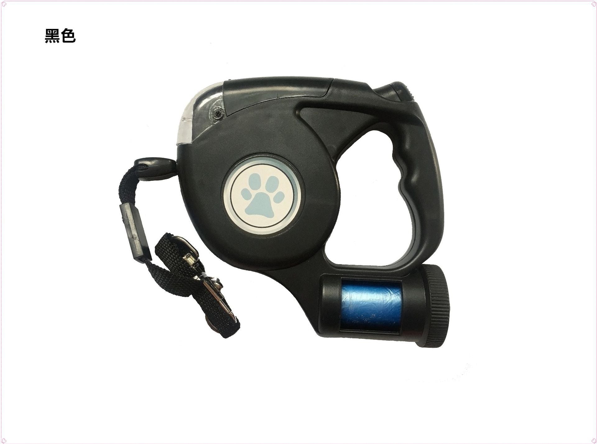 Retractable Dog Leash with LED Light and Waste Bag Holder