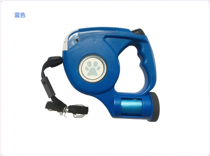 Retractable Dog Leash with LED Light and Waste Bag Holder