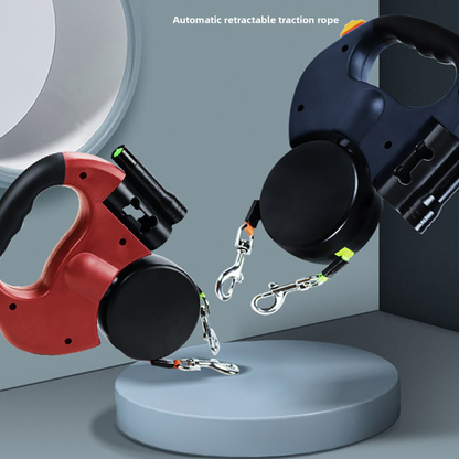 Retractable Dual Dog Leash with Light and Storage