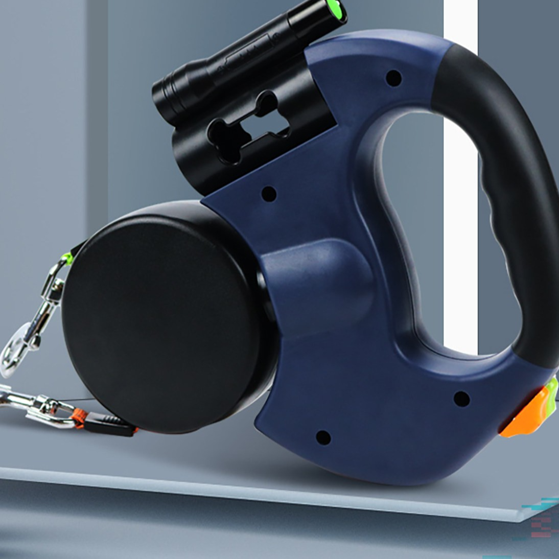Retractable Dual Dog Leash with Light and Storage
