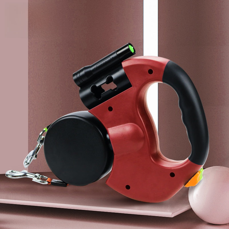 Retractable Dual Dog Leash with Light and Storage
