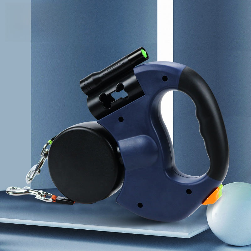 Retractable Dual Dog Leash with Light and Storage