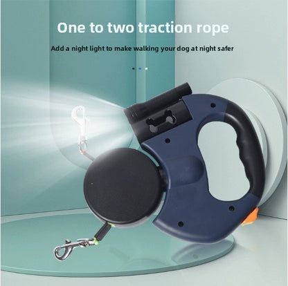 Retractable Dual Dog Leash with Waste Bag Dispenser
