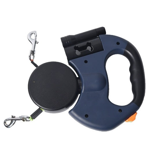 Retractable Dual Dog Leash with Waste Bag Dispenser