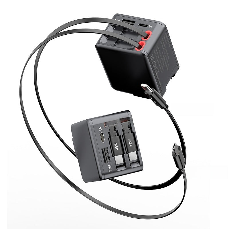 Retractable GaN Fast Charger with Multiple Ports