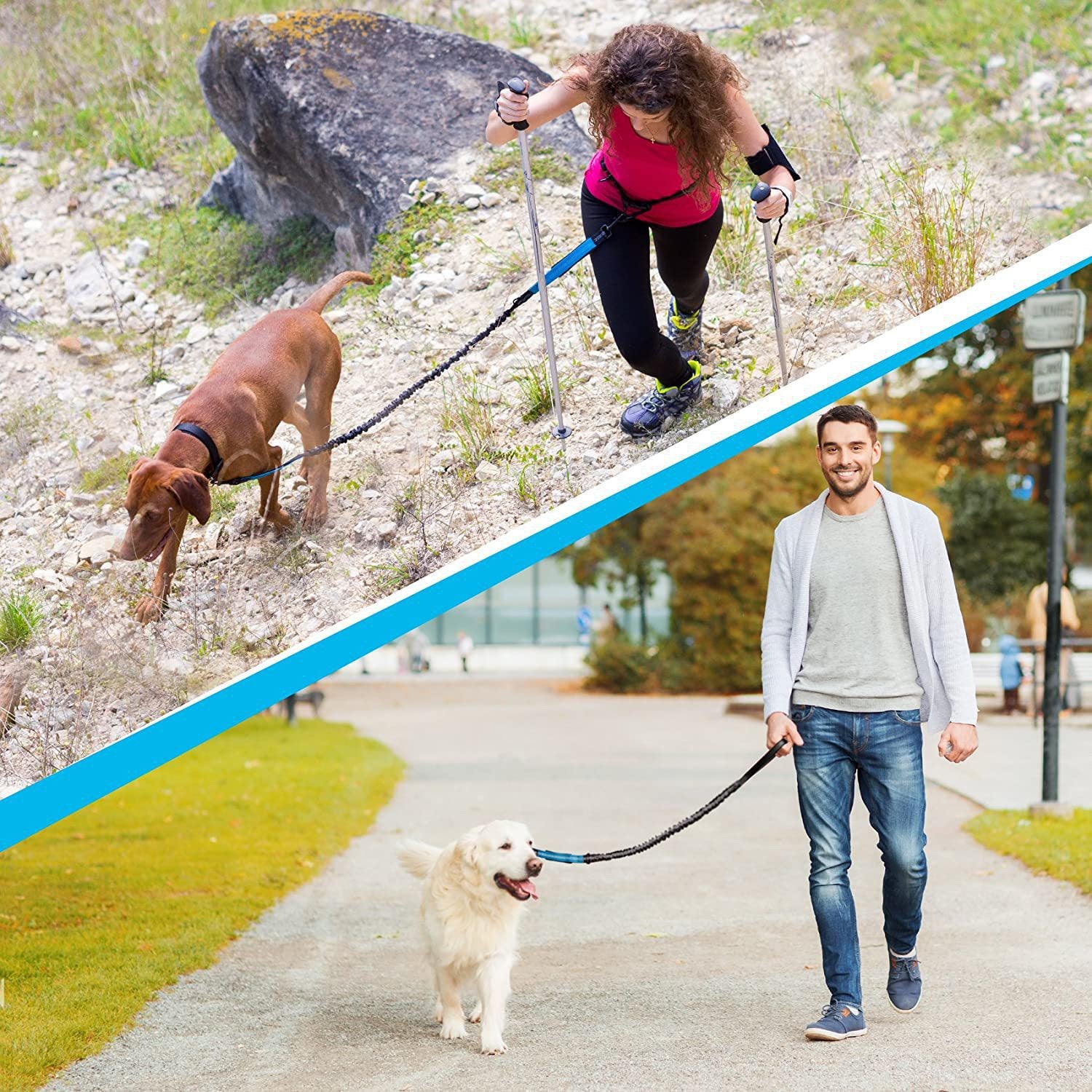Retractable Hands-Free Dog Running Leash with Waist Belt