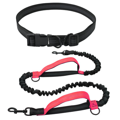 Retractable Hands-Free Dog Running Leash with Waist Belt
