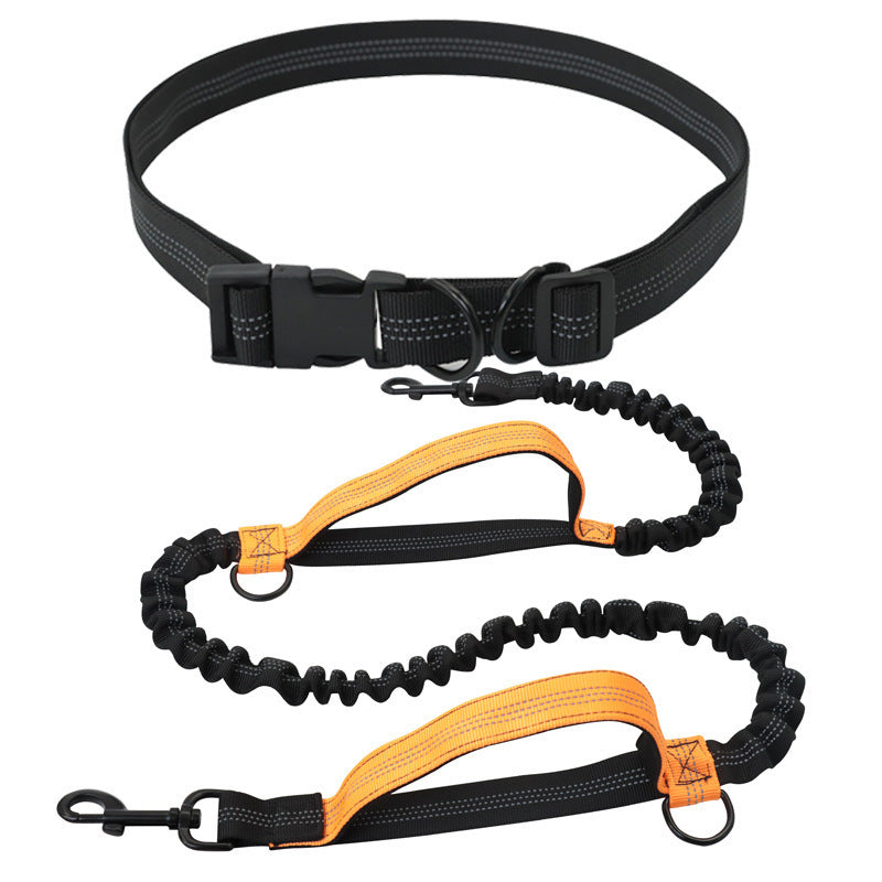 Retractable Hands-Free Dog Running Leash with Waist Belt