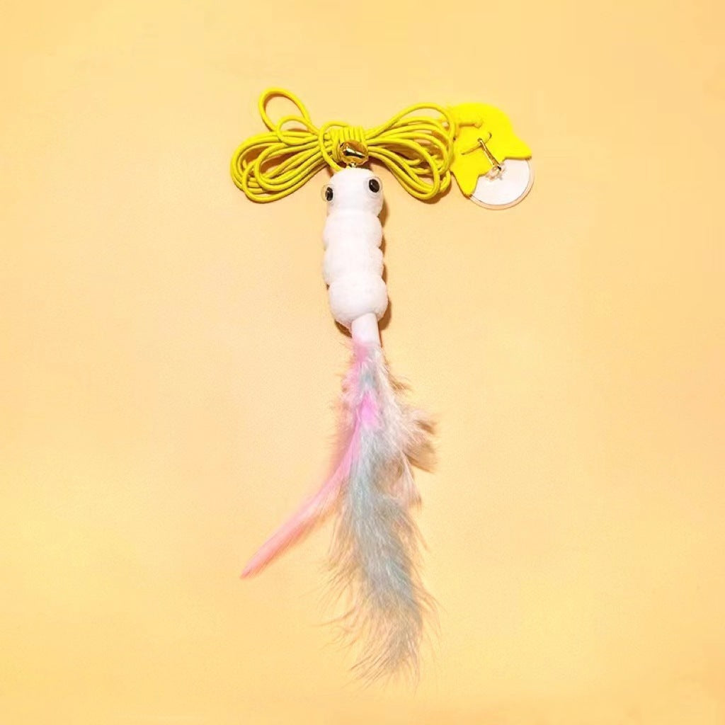 Retractable Hanging Cat Teaser Toy with Feather Attachments