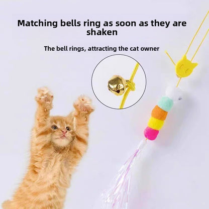 Retractable Hanging Cat Teaser Toy with Feather Attachments