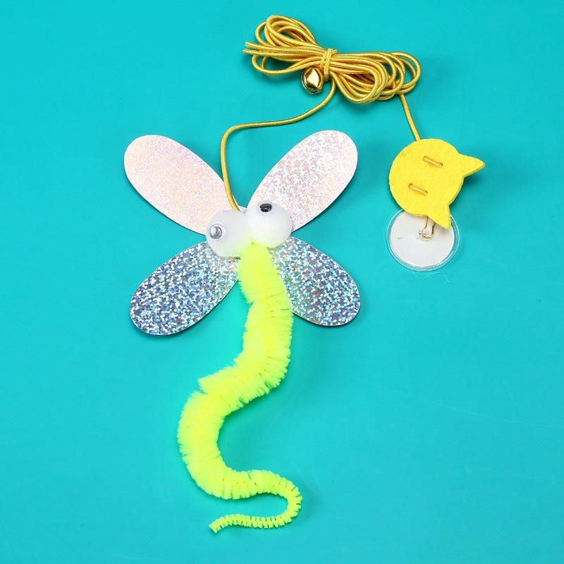 Retractable Hanging Cat Teaser Toy with Feather Attachments
