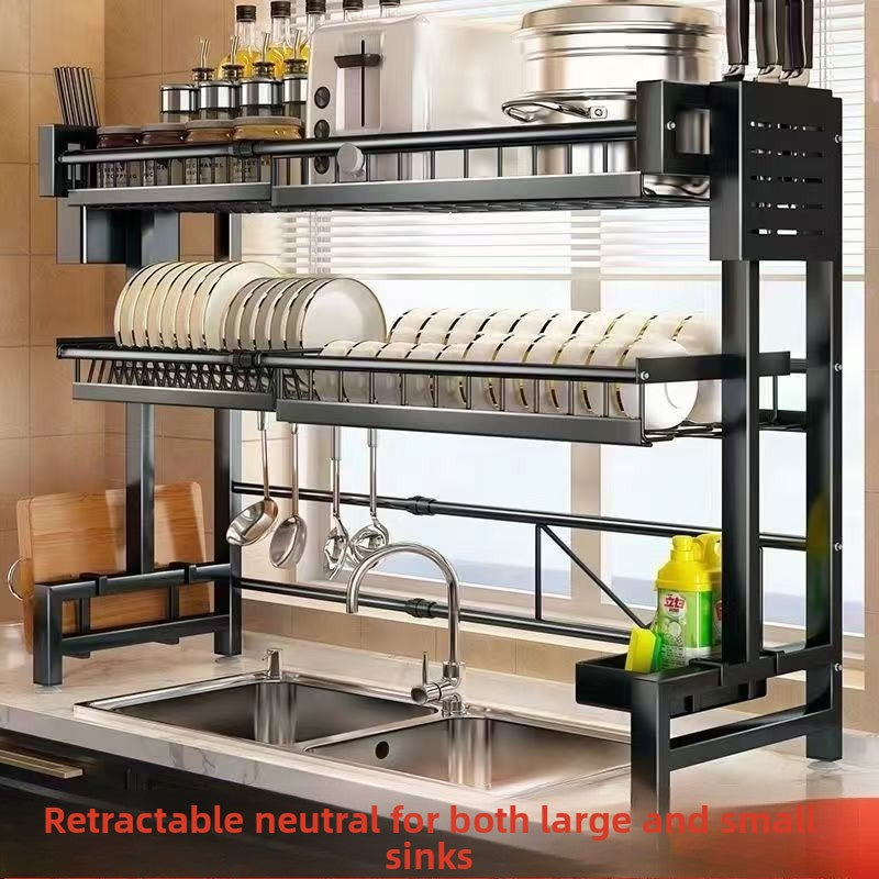 Retractable Kitchen Sink Drain Rack with Accessories