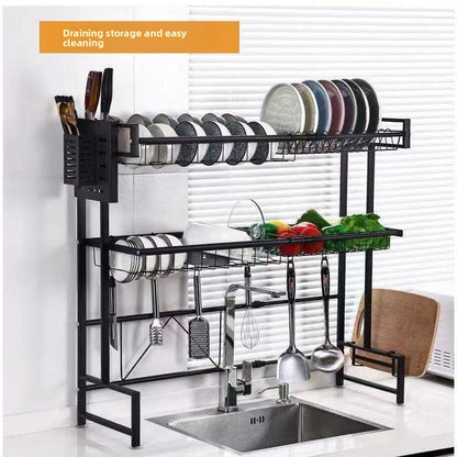 Retractable Kitchen Sink Drain Rack with Accessories