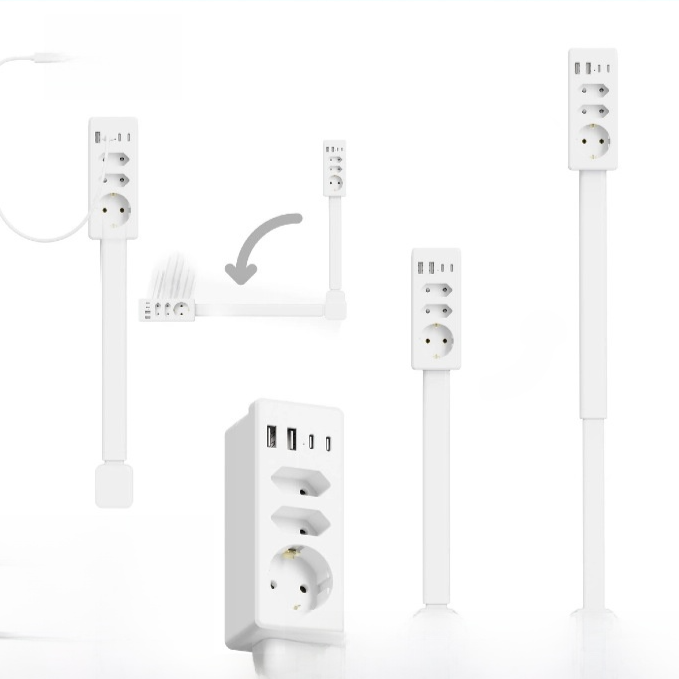Retractable Power Outlet Extender with Fast Charging