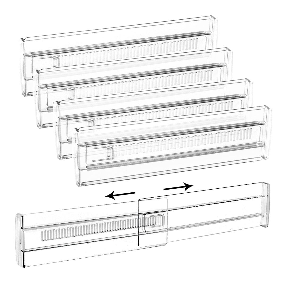 Retractable Transparent Drawer Dividers with Foam Ends