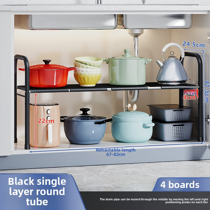 Retractable Under Sink Storage Rack
