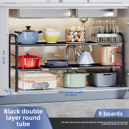 Retractable Under Sink Storage Rack