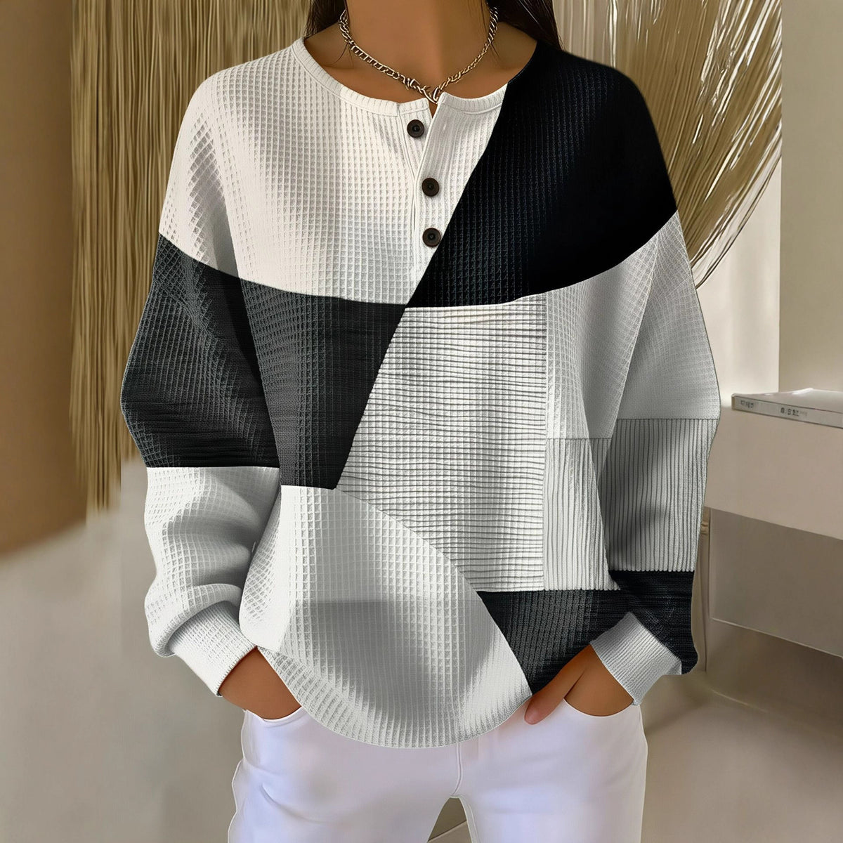 Retro 3D Digital Print Polo Dress