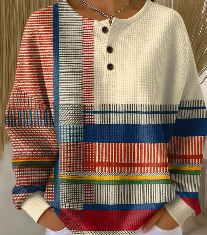 Retro 3D Digital Print Polo Dress
