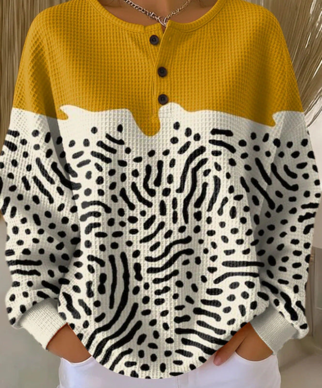 Retro 3D Digital Print Polo Dress