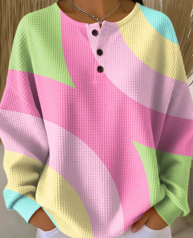 Retro 3D Digital Print Polo Dress