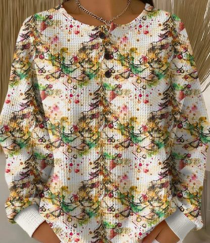 Retro 3D Digital Print Polo Dress