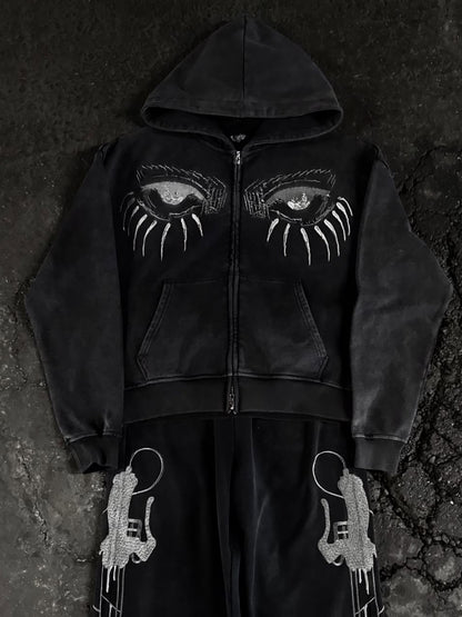 Retro 3D Print Hoodie and Pants Set