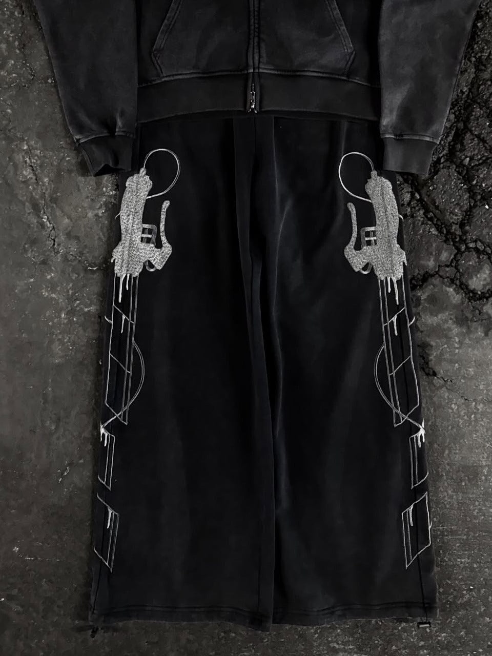 Retro 3D Print Hoodie and Pants Set