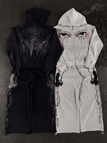Retro 3D Print Hoodie and Pants Set