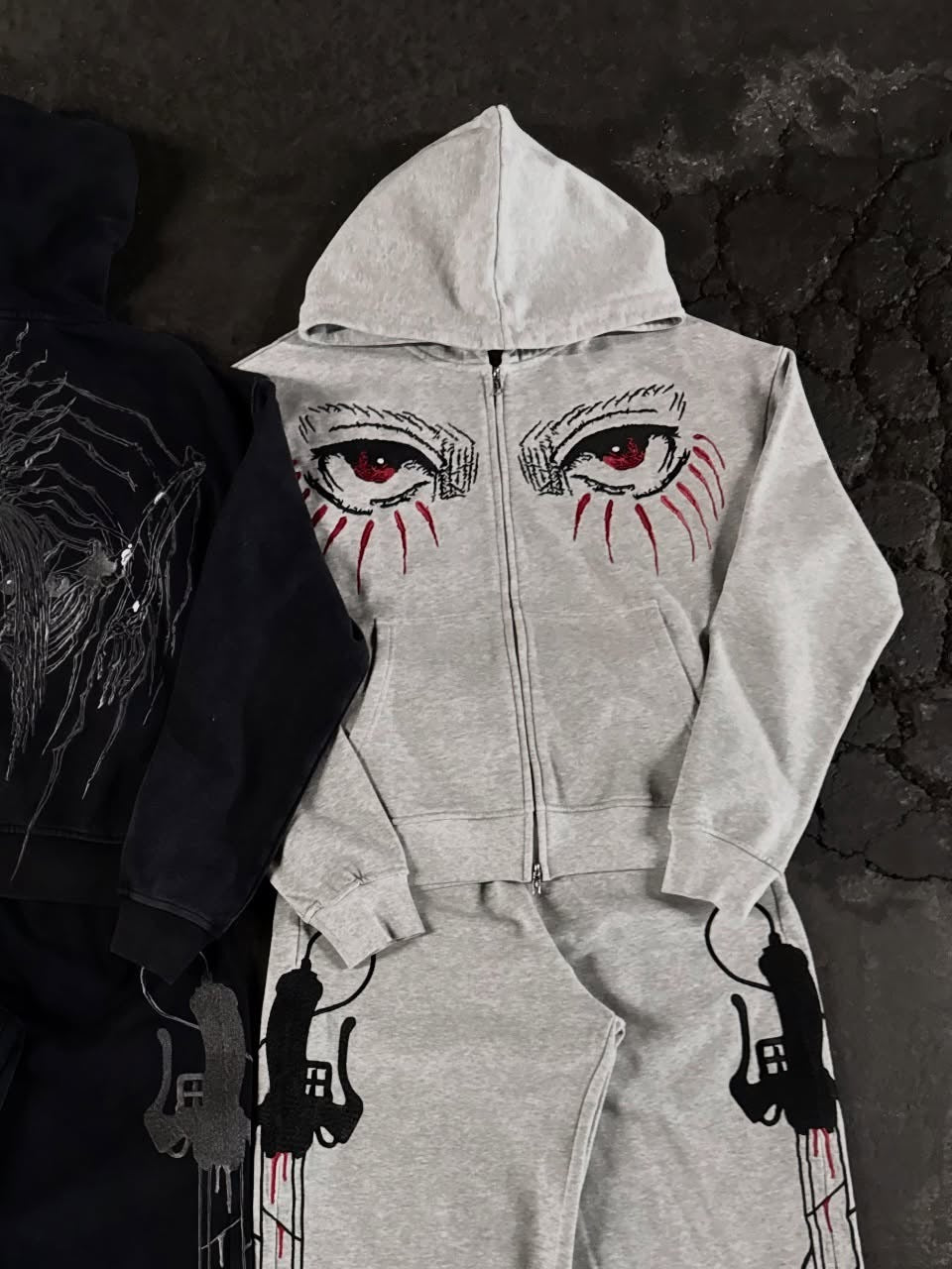 Retro 3D Print Hoodie and Pants Set