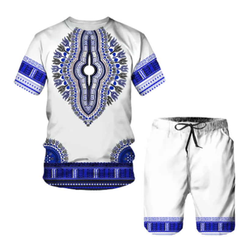 Retro 3D Printed T-Shirt and Shorts Set