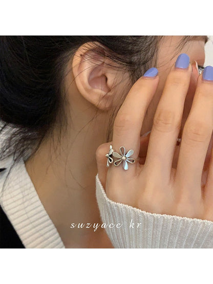 Retro Adjustable Copper Ring with Geometric Design