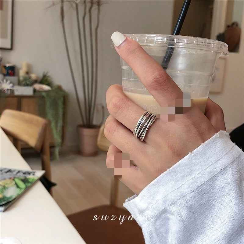 Retro Adjustable Copper Ring with Geometric Design