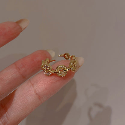 Retro Adjustable Open Ring with Zirconia