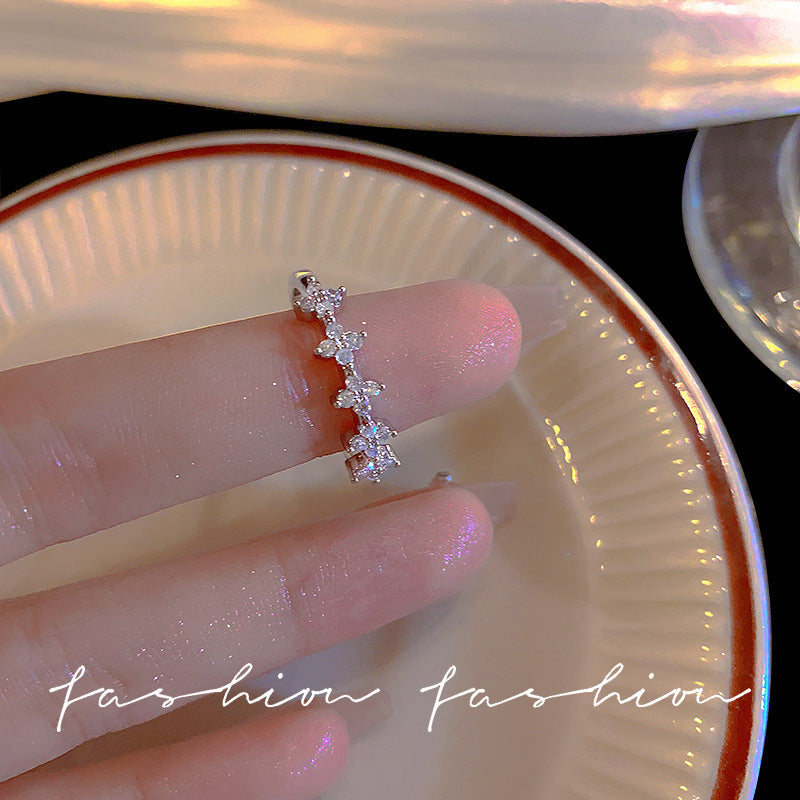 Retro Adjustable Open Ring with Zirconia