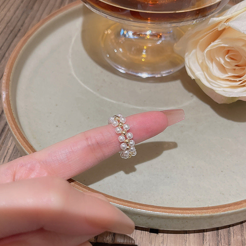Retro Adjustable Open Ring with Zirconia