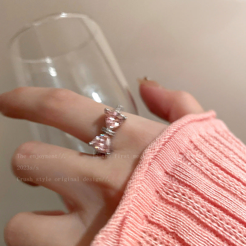 Retro Adjustable Open Ring with Zirconia