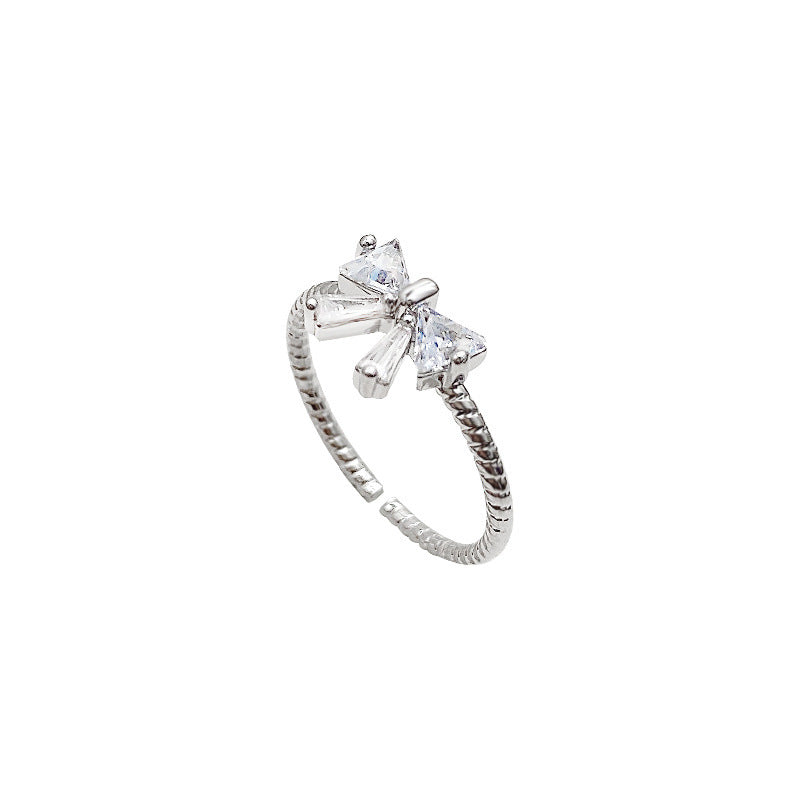 Retro Adjustable Open Ring with Zirconia