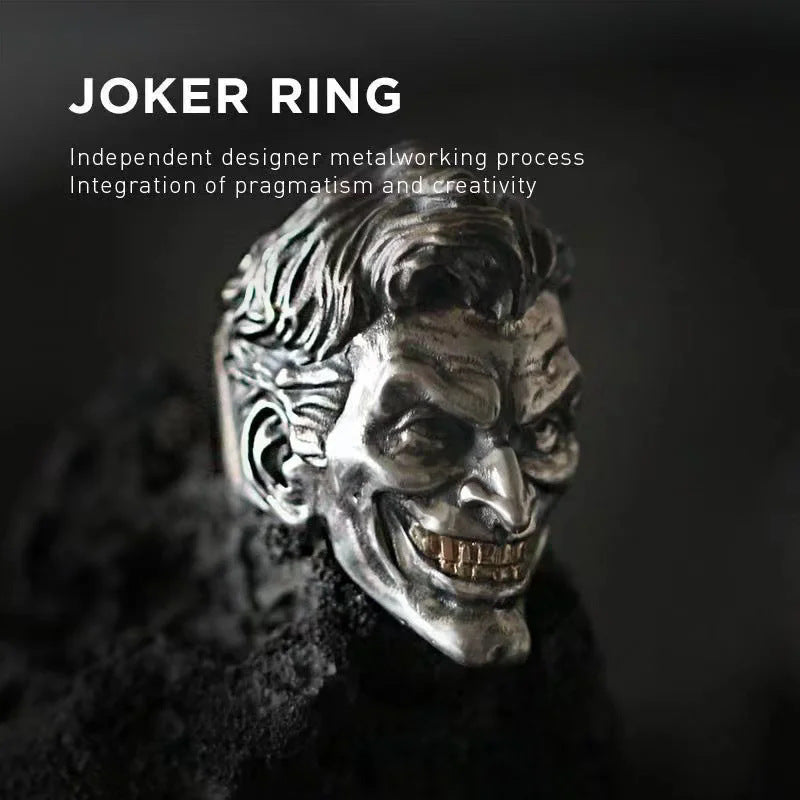 Retro and funny clown head ring hip-hop ring
