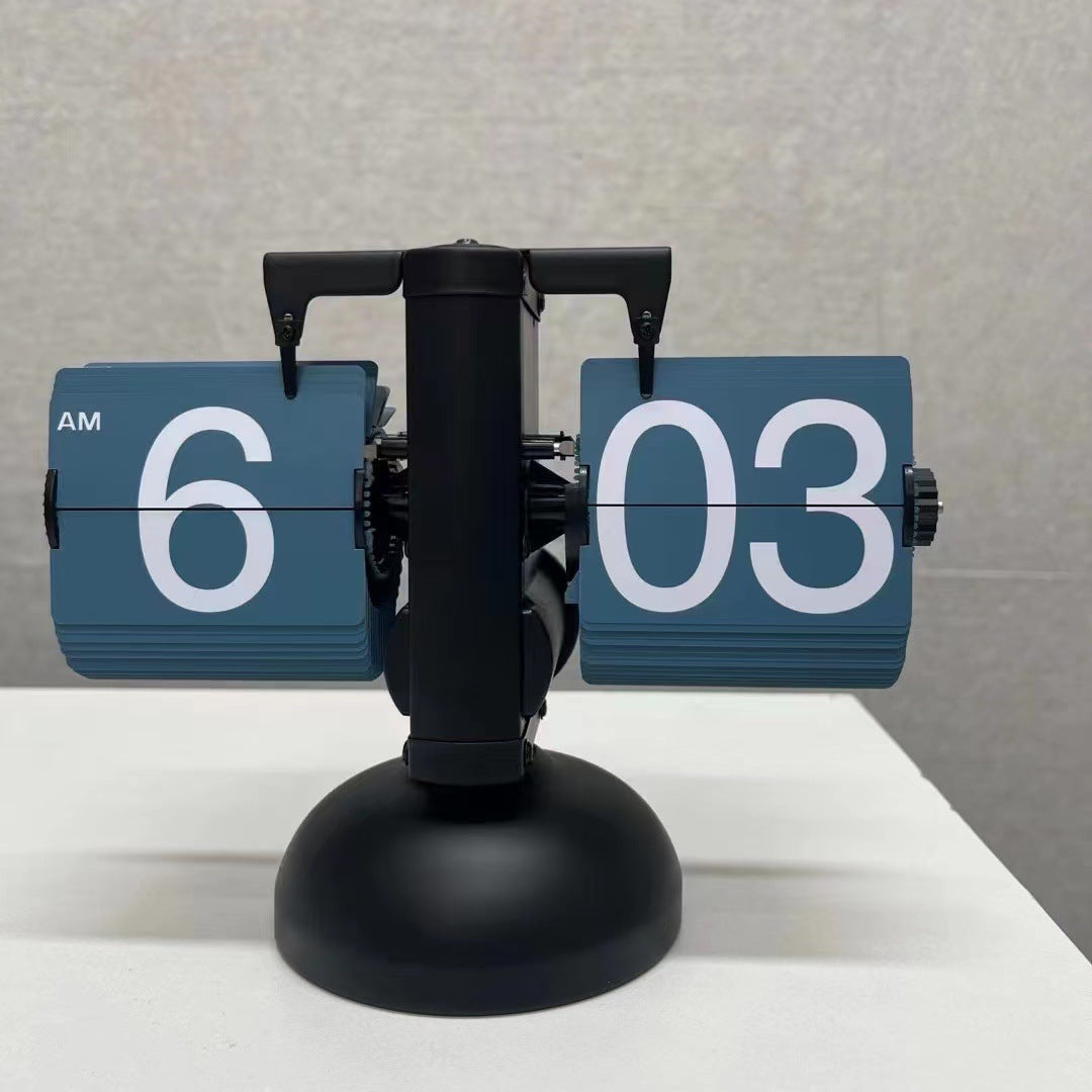 Retro Automatic Page Turning Desk Clock with Quartz Movement