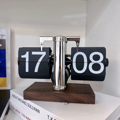 Retro Automatic Page Turning Desk Clock with Quartz Movement