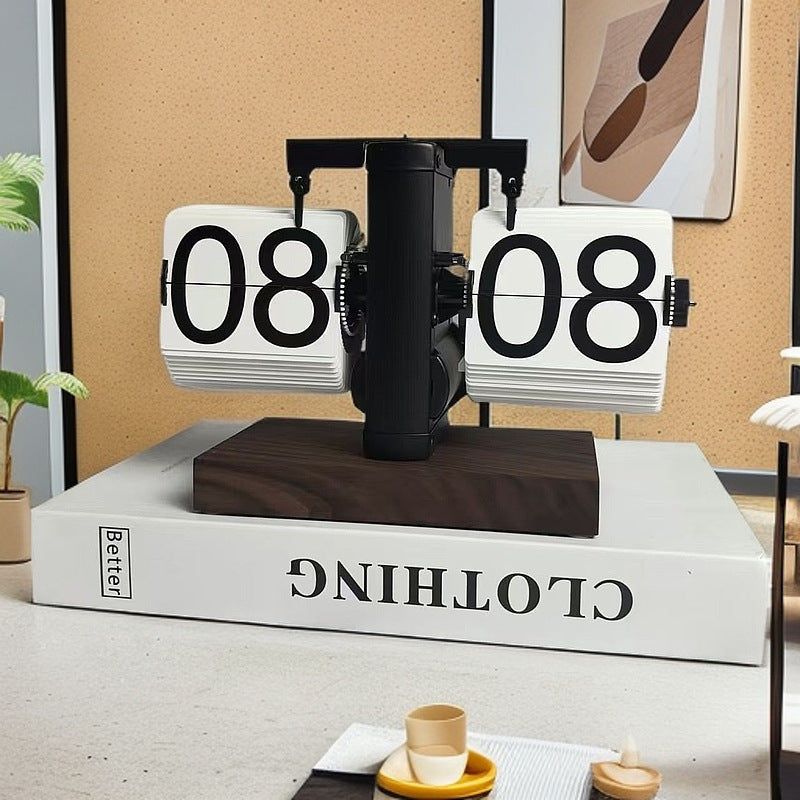 Retro Automatic Page Turning Desk Clock with Quartz Movement