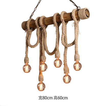 Retro Bamboo Hemp Rope Pendant Light