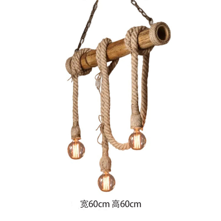 Retro Bamboo Hemp Rope Pendant Light