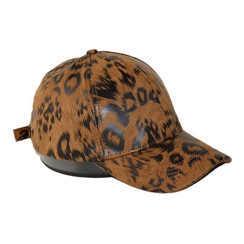 Retro Baseball Cap with Leopard Print