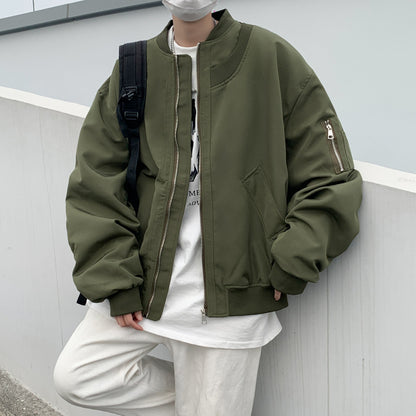 Retro Baseball Jacket Men's Loose Fit Cardigan
