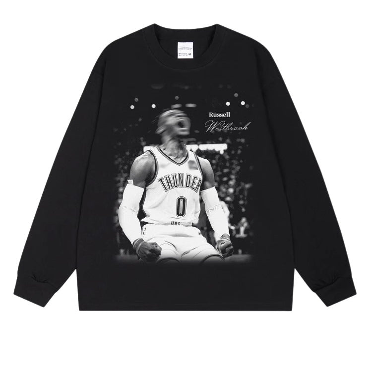 Retro Basketball Print Oversize Cotton T-Shirt