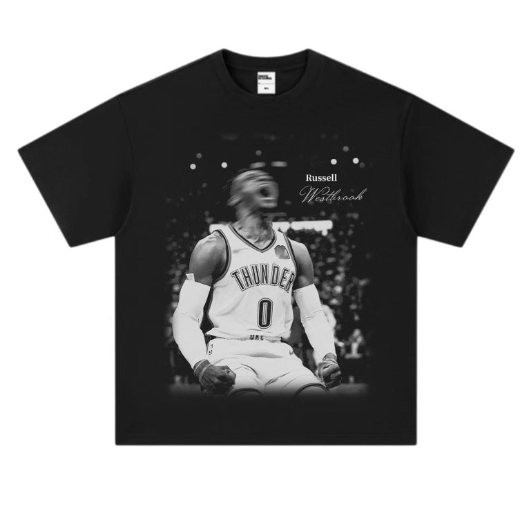 Retro Basketball Print Oversize Cotton T-Shirt