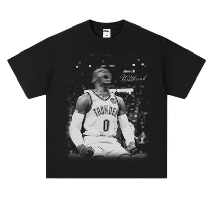 Retro Basketball Print Oversize Cotton T-Shirt