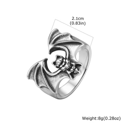 Retro Bat Geometric Stainless Steel Ring